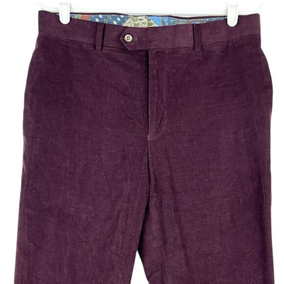 Tallia Men's Maroon Corduroy Pants Size 32x32 Slim Fit Mid Rise Straight Leg - Picture 3 of 12